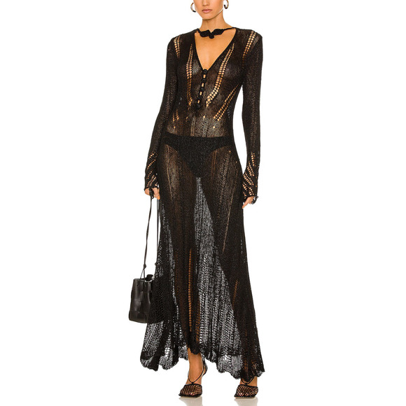 Norma Kamali 'Crochet' Black Dress Size M - Picture 1 of 5